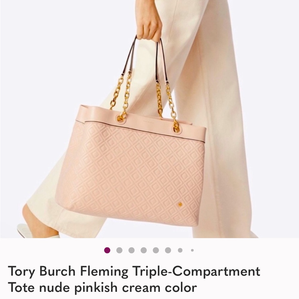 Tory Burch Fleming Soft Quilted Leather Tote – Chain Strap – Blush w/ Dust bag - Picture 10 of 10